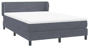 Κρεβάτι Boxspring με Στρώμα Σκούρο Γκρι 140x210 εκ. Βελούδινο - Γκρι