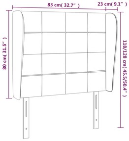Κεφαλάρι με Πτερύγια Ανοιχτό Γκρι 83x23x118/128 εκ. Βελούδινο 3117986