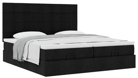 vidaXL Οθωμανικό κρεβάτι με στρώματα Μαύρο 180x200cm Ύφασμα