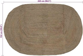 vidaXL Χαλιά χώρου Ωοειδής Γκρι 152 x 245 εκ Γιούτα