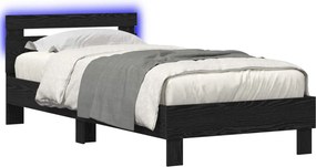 vidaXL Σκελετός Κρεβατιού Μαύρη Δρυς 80 x 200 cm Επεξεργασμένο Ξύλο