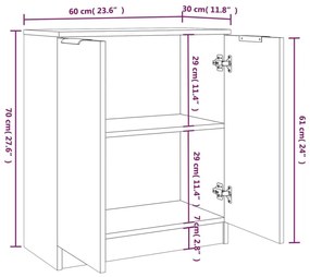 Ντουλάπια 2 τεμ. Μαύρα 60x30x70 εκ. Επεξεργασμένο Ξύλο - Μαύρο