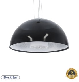 SERENIA BLACK 01151 Μοντέρνο Κρεμαστό Φωτιστικό Οροφής Μονόφωτο 1 x E27 AC220-240V - Φ40 x Υ20cm - Μαύρο Γύψινο Καμπάνα - 5 Χρόνια Εγγύηση