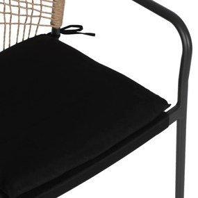 Καρέκλα - Πολυθρόνα TROTTER C5865.11 Γκρί Αλουμινίου με Μπέζ Wicker και Μαύρο Μαξιλάρι 55x61x84 εκ.