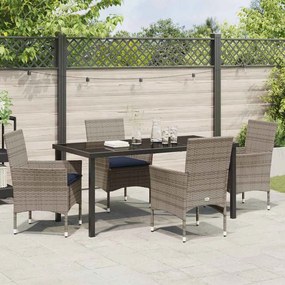 vidaXL Σετ τραπεζιού και καρέκλας 5 pcs Γκρι και Navy Blue Ράτα PE