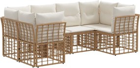 vidaXL Σειρά Καναπέ Εξωτερικού με μαξιλάρι 6 pcs Φυσικό Πολυεστέρας