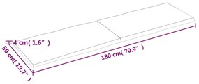 Επιφ Τραπεζιού Αν Καφέ 180x50x(2-4)εκ.Ακατέργ. Μασίφ Ξύλο Δρυός - Καφέ
