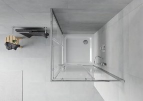 Mexen Rio τετράγωνη καμπίνα ντους 80 x 80 cm, λευκές ρίγες, χρώμιο + επίπεδος