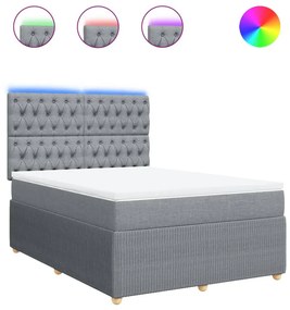 Κρεβάτι Boxspring με Στρώμα Ανοιχτό Γκρι 140x200 εκ. Υφασμάτινο - Γκρι