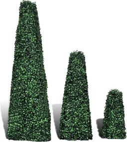 Πυξάρι Τεχνητό Φυτό  με Σχήμα Πυραμίδα Σετ των 3