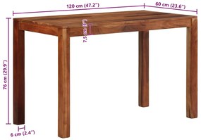 Τραπεζαρία 120 x 60 x 76 εκ. από Μασίφ Ξύλο ακακίας - Καφέ