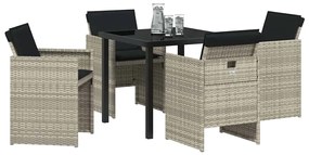 vidaXL Σέτ φαγητού για κήπο 5 pcs Ανοιχτό γκρι συνθετικό ρατάν