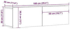 Ντουλάπι Τηλεόρασης Τοίχου Παλιό Ξύλο 100x30x30 εκ Επ. Ξύλο - Καφέ