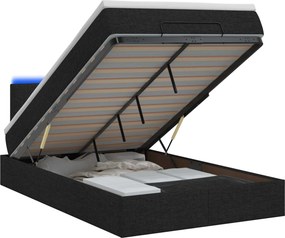 vidaXL Κρεβάτι Ottoman με Στρώμα και LED Μαύρο 120 x 190 cm Ύφασμα