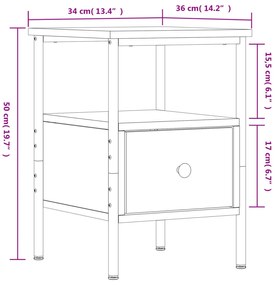 Κομοδίνα 2 τεμ. Μαύρα 34 x 36 x 50 εκ. από Επεξεργασμένο Ξύλο - Μαύρο