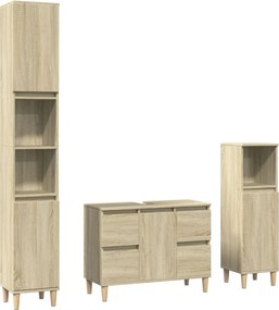 vidaXL Σετ Επίπλων Μπάνιου 3 Τεμαχίων Sonoma Δρυς Επεξεργασμένο Ξύλο