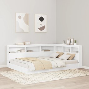vidaXL Κρεβάτι Βιβλιοθήκη Λευκό 160x200 cm από Επεξεργασμένο Ξύλο