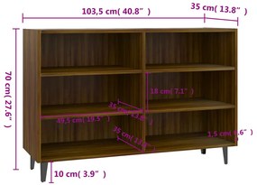 vidaXL Ραφιέρα Καφέ Δρυς 103,5 x 35 x 70 εκ. από Επεξεργ. Ξύλο