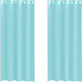 vidaXL Voile κουρτίνες με ροδέλες 2 τεμάχια Τιρκουάζ