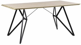 Τραπέζι Berwyn 1192, Ανοιχτό χρώμα ξύλου, Μαύρο, 76x90x160cm, 37 kg, Ινοσανίδες μέσης πυκνότητας, Μέταλλο | Epipla1.gr