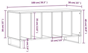 Έπιπλο Δίσκων Γκρι Σκυροδέματος 100x38x48 εκ Επεξεργασμένο Ξύλο - Γκρι