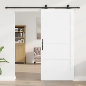 vidaXL Συρόμενη Πόρτα με Σετ Εξαρτημάτων 'ORKDAL' Λευκή Συμπαγές Ξύλο Πεύκου