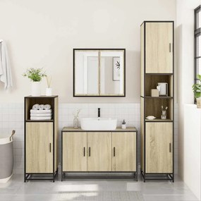 vidaXL Ντουλάπι Νιπτήρα Μπάνιου Sonoma Δρυς 90 x 33 x 60 εκ. από Τεχνητό Ξύλο