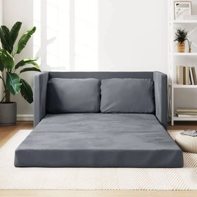 Καναπές-Κρεβάτι Δαπέδου 2 σε 1 Σκ. Γκρι 122x204x55 εκ. Βελούδο - Γκρι