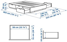 NORDLI κρεβάτι με αποθηκευτικό χώρο, 140x200 cm 403.498.47