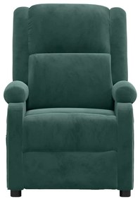 vidaXL Πολυθρόνα Μασάζ Σκούρο Πράσινο Βελούδινη