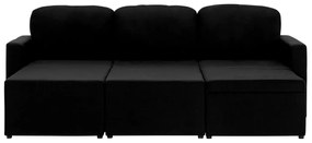 vidaXL Καναπές - Κρεβάτι Τριθέσιος Αρθρωτός Μαύρος Υφασμάτινος