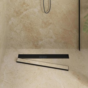 vidaXL 2 σε 1 εκροή ντους Μαύρο 80 cm Ανοξείδωτο Ατσάλι 304