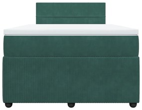 vidaXL Κρεβάτι Boxspring με Στρώμα Σκούρο Πράσινο 120x200εκ. Βελούδινο