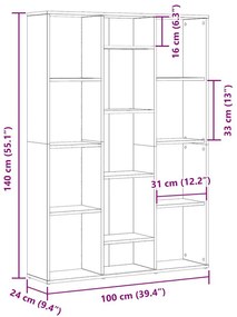 Διαχωριστικό/Βιβλιοθήκη Παλιό Ξύλο 100x24x140εκ από Μοριοσανίδα - Καφέ