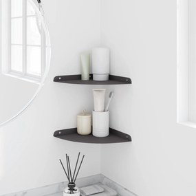 vidaXL Floating Ράφι Γωνίας με ράφι 2 pcs Μαύρο 24 x 24 x 2 εκ
