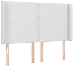 vidaXL Κεφαλάρι Κρεβατιού LED Λευκό 147x16x118/128 εκ. Συνθετ. Δέρμα