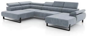 Γωνιακός καναπές κρεβάτι VERICA U II, με ηλεκτρικά επεκτεινόμενα κάθισματα, γαλάζιο 392x96x214cm-BOG6200
