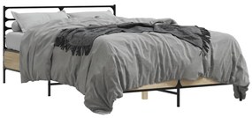 vidaXL Πλαίσιο Κρεβατιού Sonoma Δρυς 120x200 εκ. Επεξ. Ξύλο &amp; Μέταλλο