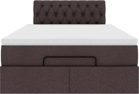 vidaXL Οθωμανικό κρεβάτι με στρώμα &amp; LEDs Σκούρο καφέ 120x200cm Ύφασμα