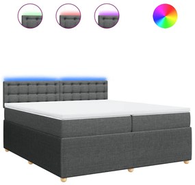 vidaXL Κρεβάτι Boxspring με Στρώμα Σκούρο Γκρι 200x200 εκ. Υφασμάτινο