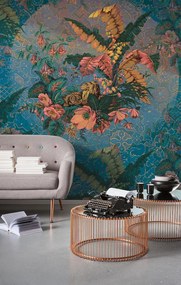 Φωτοταπετσαρία τοίχου με λουλούδια Orient Bleu έτοιμων διαστάσεων 30HX4 (2.00M x 2.80Υ)