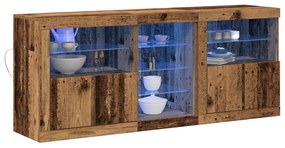 vidaXL Μπουφές με LED φώτα Παλιό ξύλο 162x37x67 εκ. Κατασκευασμένο ξύλο