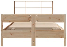 Κρεβάτι Βιβλιοθήκη Χωρίς Στρώμα 120x200 εκ Μασίφ Ξύλο Πεύκο - Καφέ
