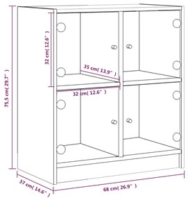 Βοηθητικό Ντουλάπι Καπνιστή Δρυς 68x37x75,5 εκ. Γυάλινες Πόρτες - Καφέ