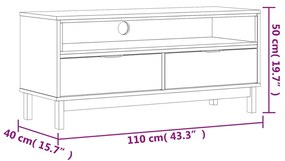 Έπιπλο Τηλεόρασης FLAM 110 x 40 x 50 εκ. από Μασίφ Ξύλο Πεύκου - Καφέ