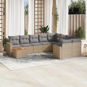 vidaXL Patio Sofa Set 9-θέσια Μικτό μπεζ και γκρι