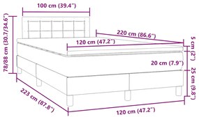 BOX SPRING ΚΡΕΒΑΤΙ ΜΕ ΣΤΡΩΜΑ ΣΚΟΥΡΟ ΓΚΡΙ 120X220 CM ΒΕΛΟΥΔΙΝΟ 3316636