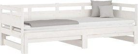 vidaXL Καναπές Κρεβάτι Συρόμενος Λευκός 2x(90x200) εκ. από Μασίφ Πεύκο
