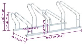 Βάση Ποδηλάτου για 4 Ποδήλατα Επιδαπέδιο Γαλβανισμένο Χάλυβα - Ασήμι