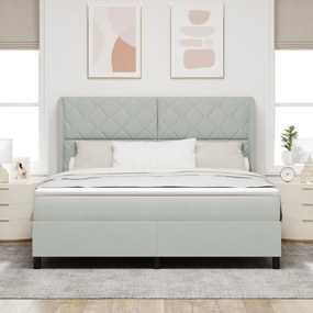 vidaXL Κρεβάτι Box Spring  με στρώμα Ανοιχτό Γκρι 180x200 εκ Βελούδο